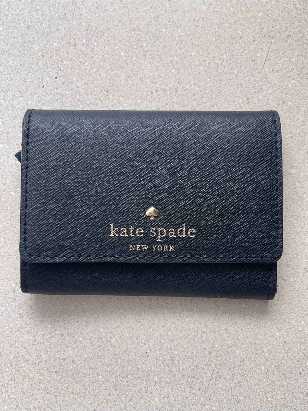 Kate Spade New York Street Darla Black Coin Purse Wallet With Gold Logo